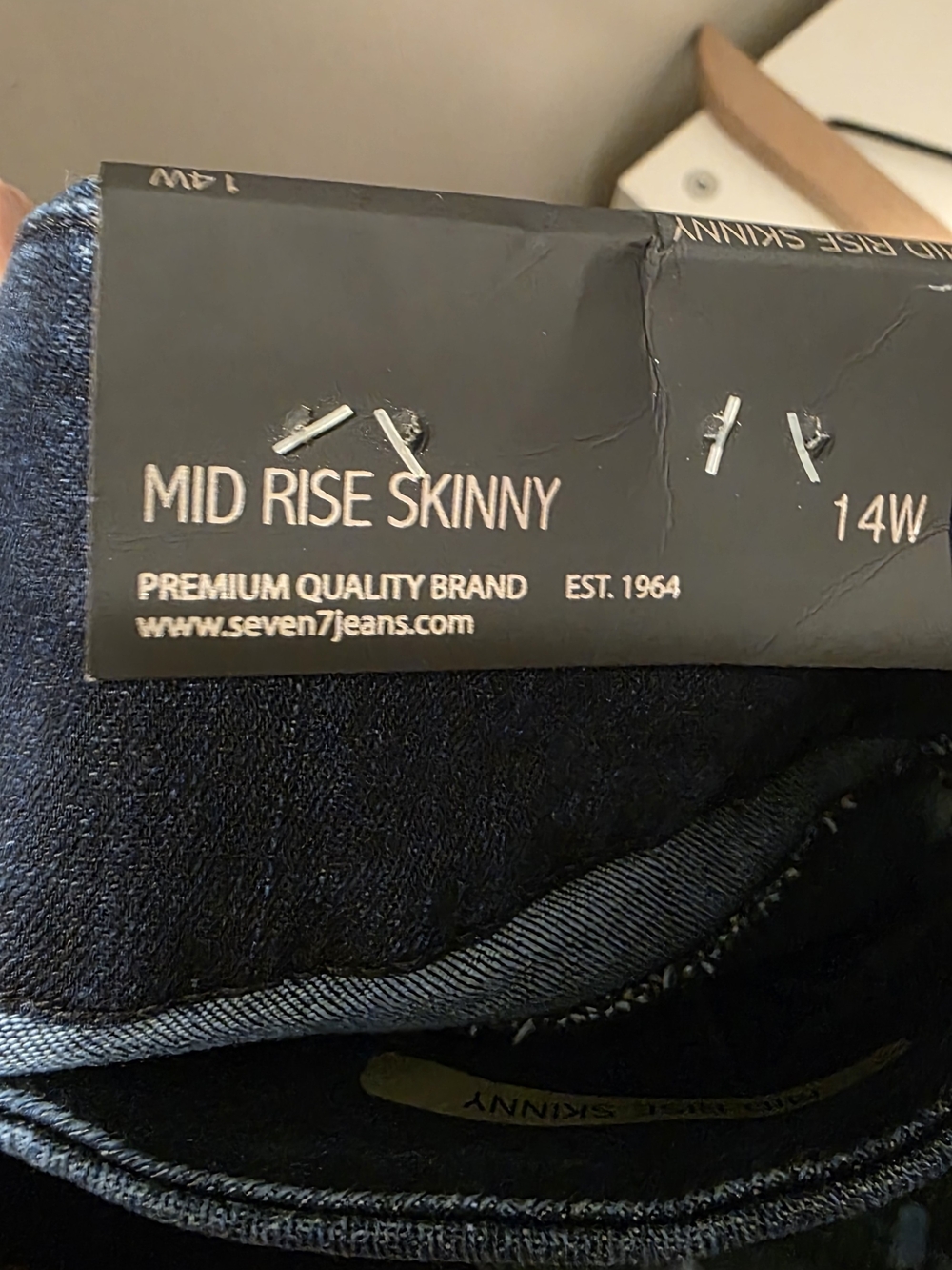 Seven7 Dark Blue Tummyless Skinny Jeans, Sz 14, NWT - Picture 2 of 6